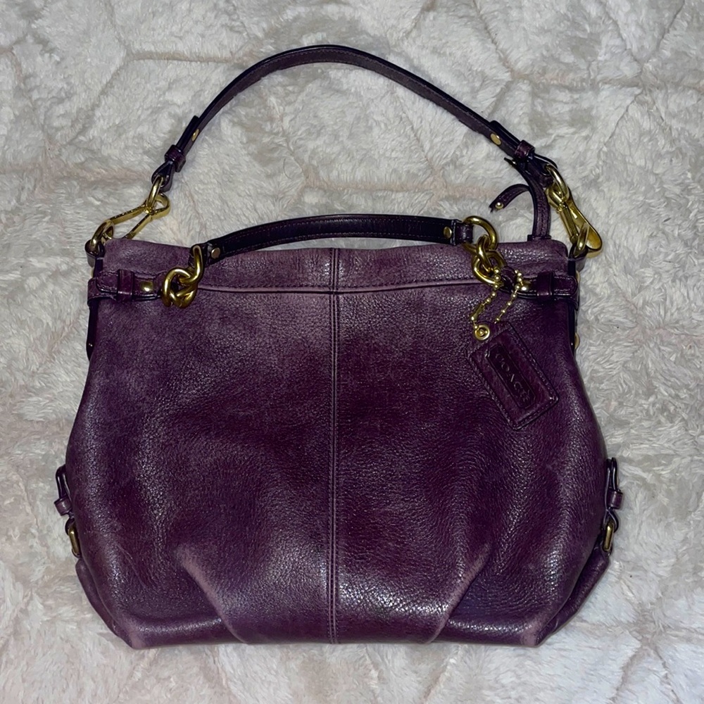 COACH “Brooke” Eggplant Purple Pebbled Leather Hobo Tote
